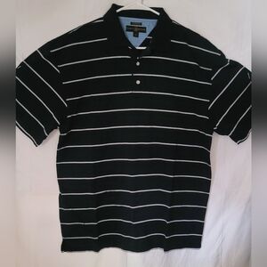 Tommy Hilfiger Black Polo with White Stripes (127)